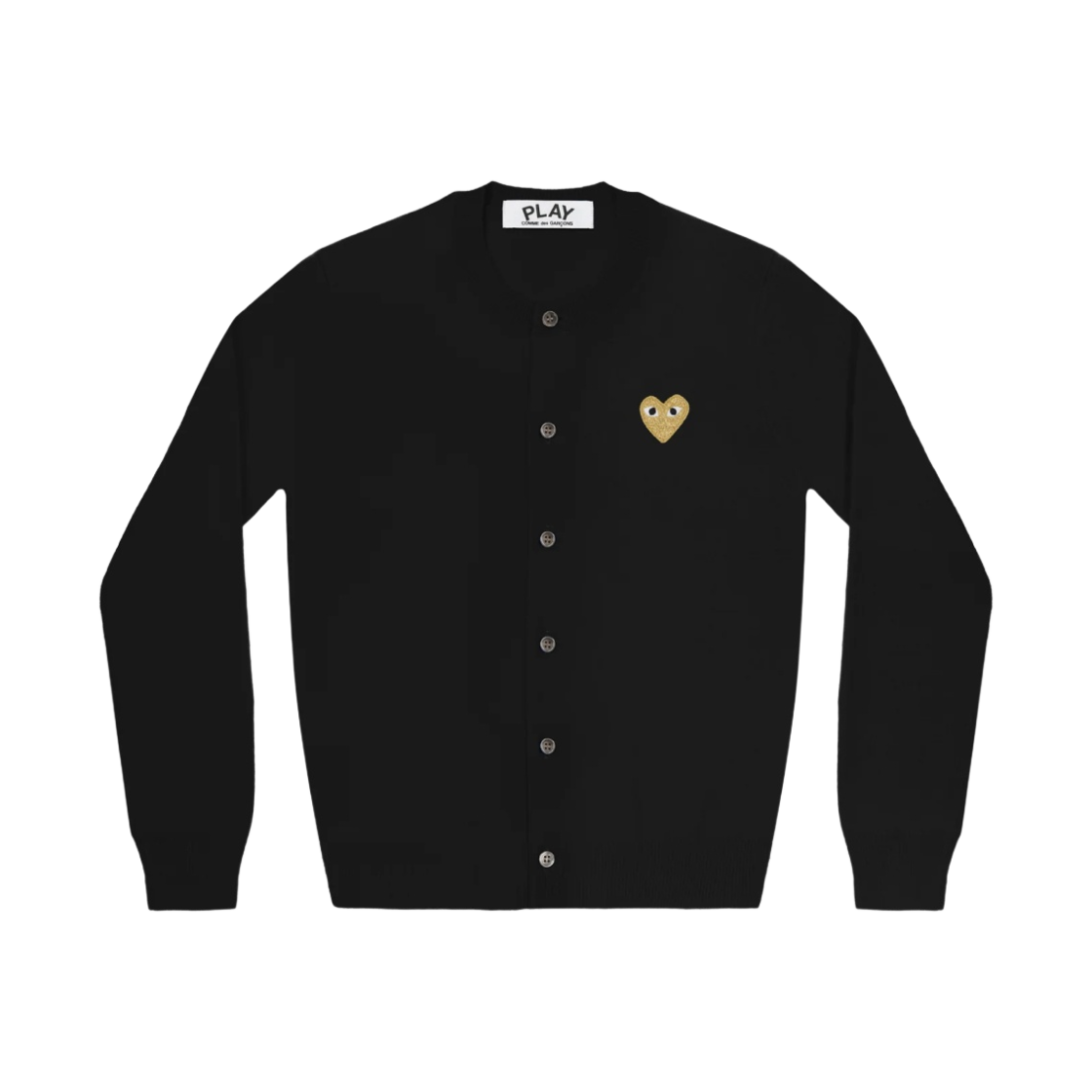 플레이 꼼데가르송 골드 하트 니트 가디건 블랙(Play Comme des Garcons Gold Heart Knit Cardigan Black)