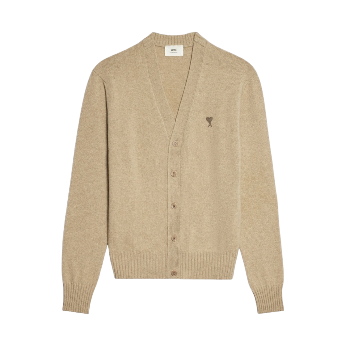 아미 스몰 하트 로고 자수 가디건 베이지(AMI de Coeur Embroidery Cardigan Beige) - 1
