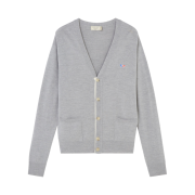 Maison Kitsune Tricolor Fox Patch Merinos Cardigan Grey Melange