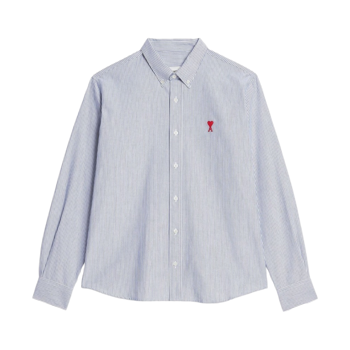 아미 스몰 하트 로고 스트라이프 버튼 다운 셔츠 노틱 블루 내츄럴 화이트(AMI de Coeur Striped Button-Down Shirt Nautic Blue Natural White)