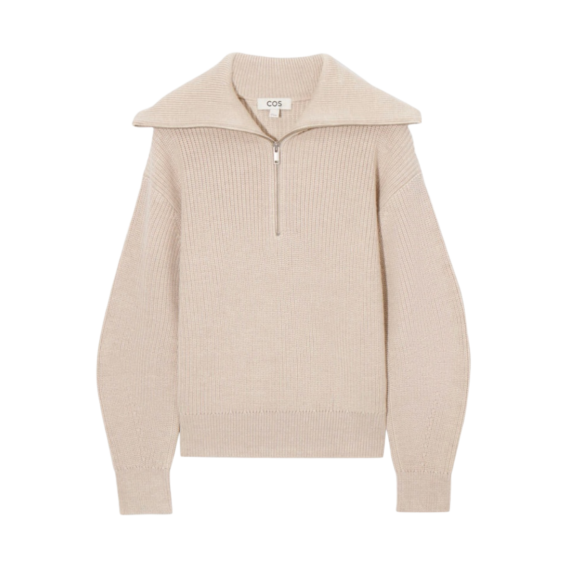 1099812015 (W) COS Wool and Cotton Half Zip Jumper Beige