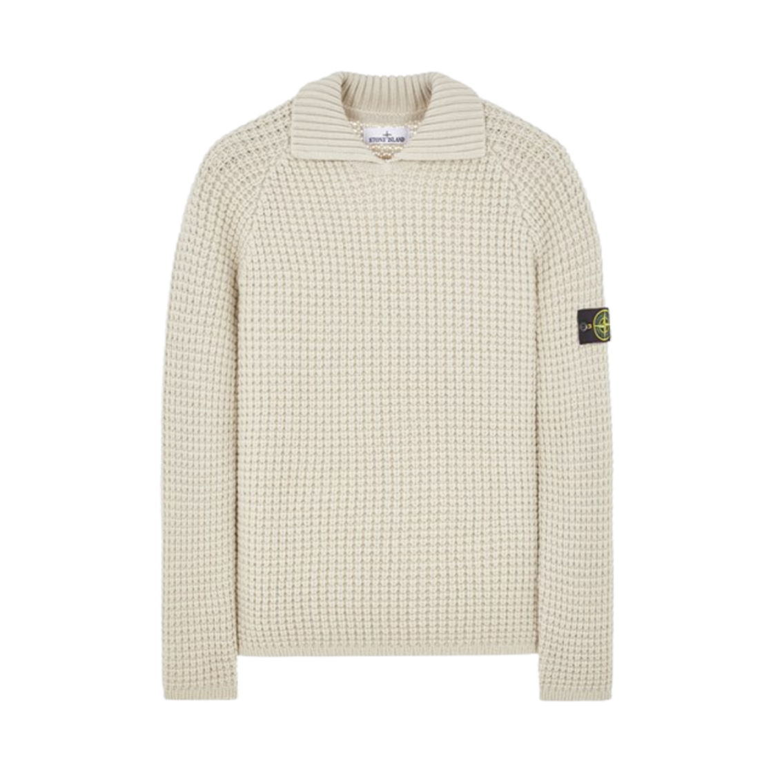 스톤 아일랜드 536D5 퓨어 울 폴로 칼라 니트 스투코 - 23FW(Stone Island 536D5 Pure Wool Polo Collar Knit Stucco - 23FW) - 1