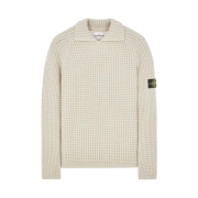 Stone Island 536D5 Pure Wool Polo Collar Knit Stucco - 23FW