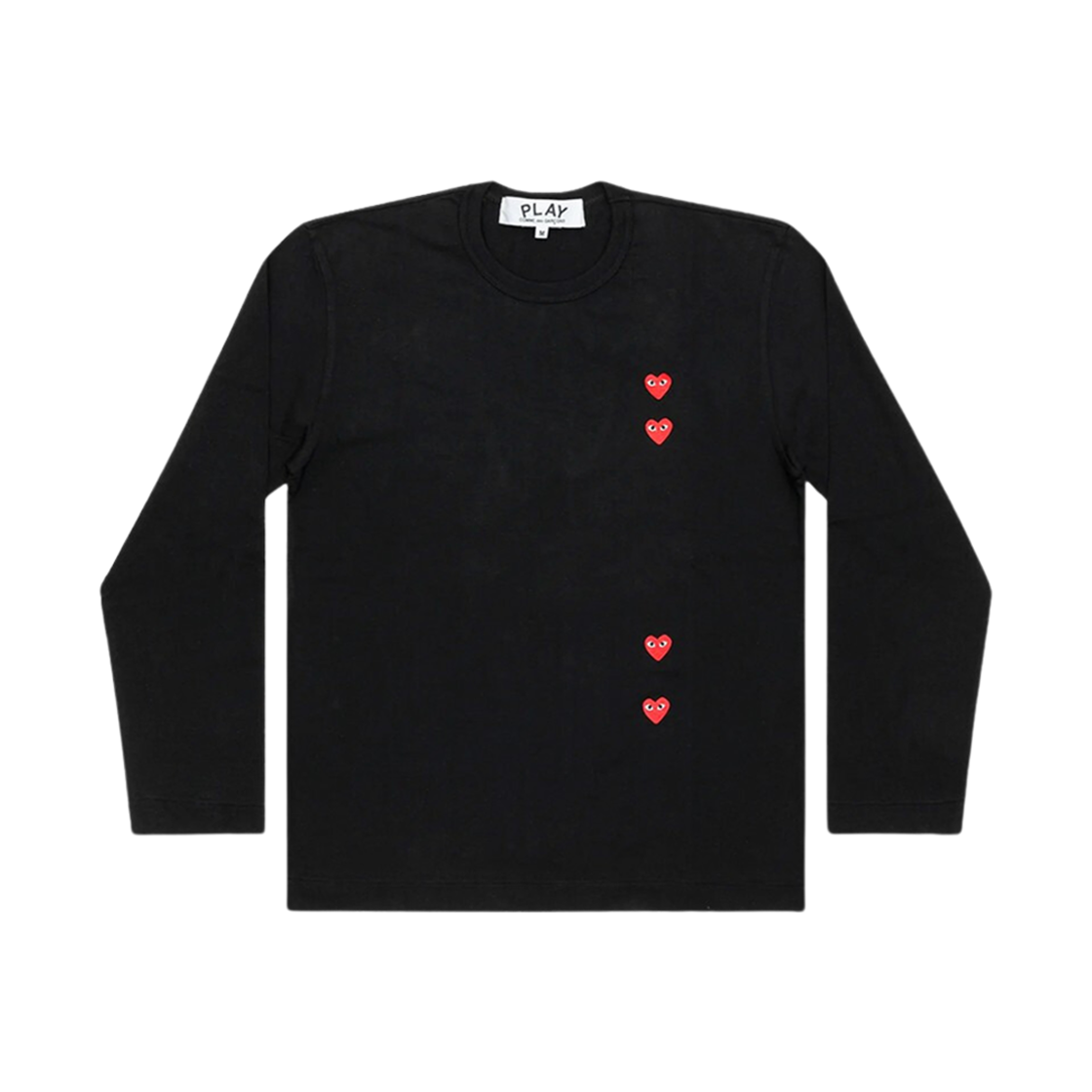 AX-T339-051-1 Play Comme des Garcons Vertical 4 Heart LS T-Shirt Black