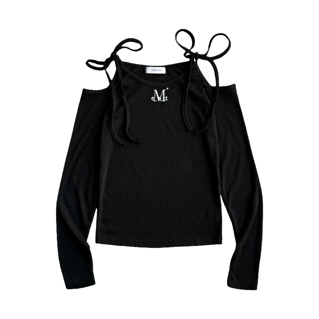 무센트 네키 리본 오프 숄더 티 블랙(MUCENT Neki Ribbon Off Shoulder T Black) - 1