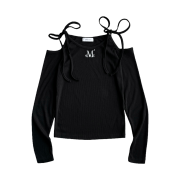 MUCENT Neki Ribbon Off Shoulder T Black
