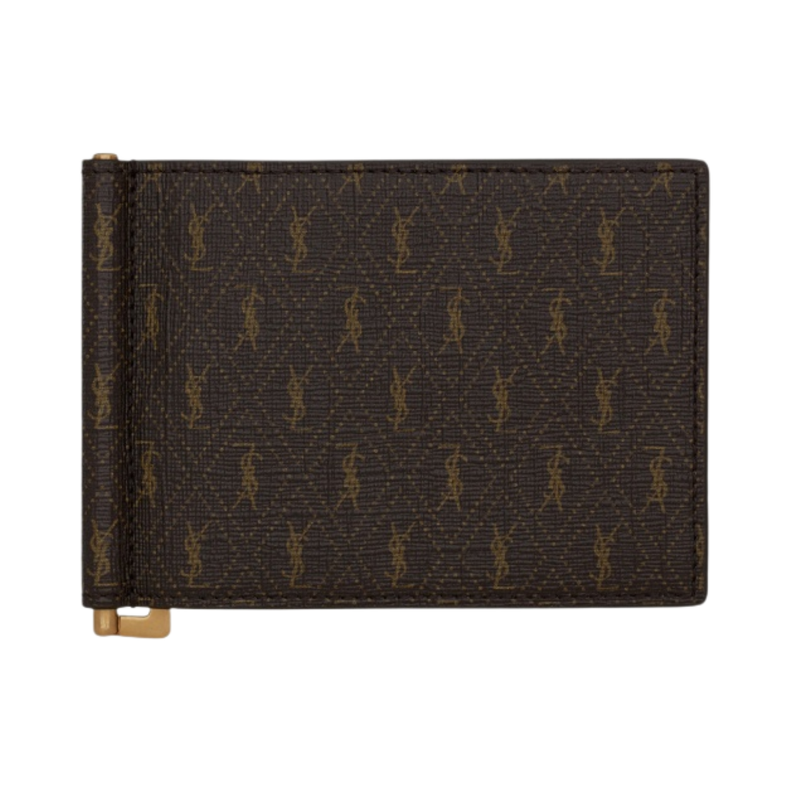 생로랑 모노그램 캔버스 앤 스무스 레더 르 모노그램 빌 클립 지갑 체스트넛(Saint Laurent Le Monogramme Bill Clip Wallet in Monogram Canvas and Smooth Leather Chestnut) - 1