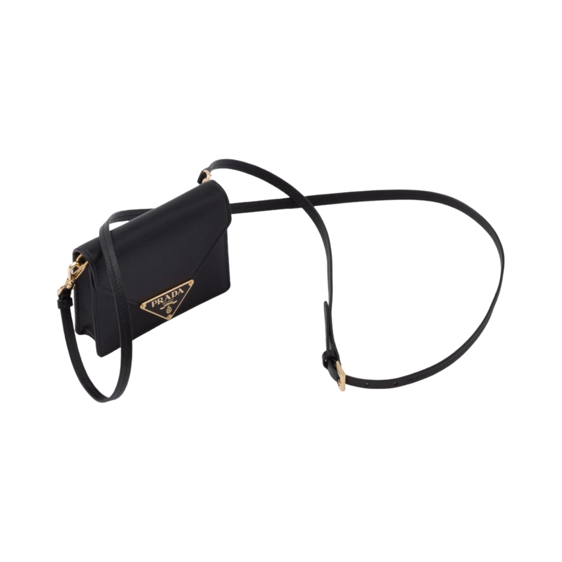 프라다 사피아노 레더 카드 홀더 숄더 스트랩 블랙(Prada Saffiano Leather Card Holder Shoulder Strap Black) - 1