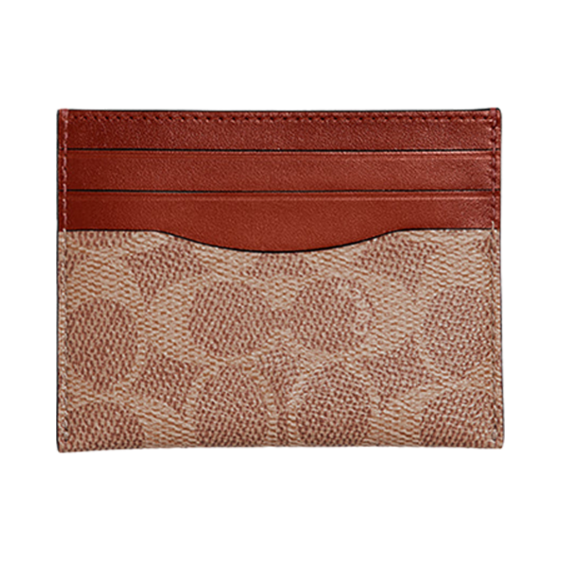 936-NU3 Coach Card Case in Signature Canvas Tan Rust