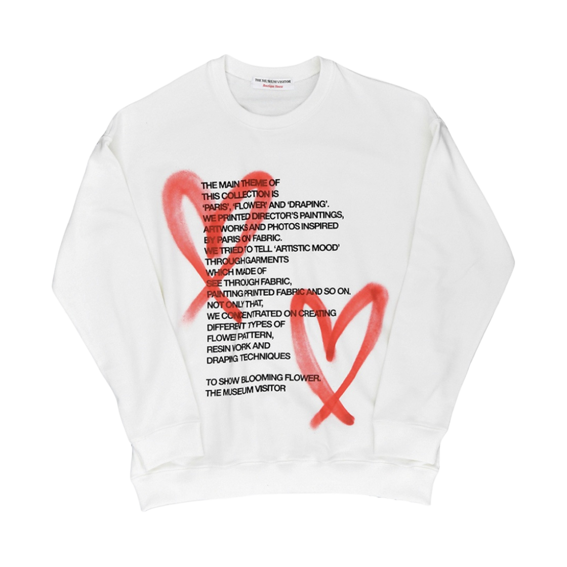 - The Museum Visitor Heart Sprayed Sweatshirt White -22PF