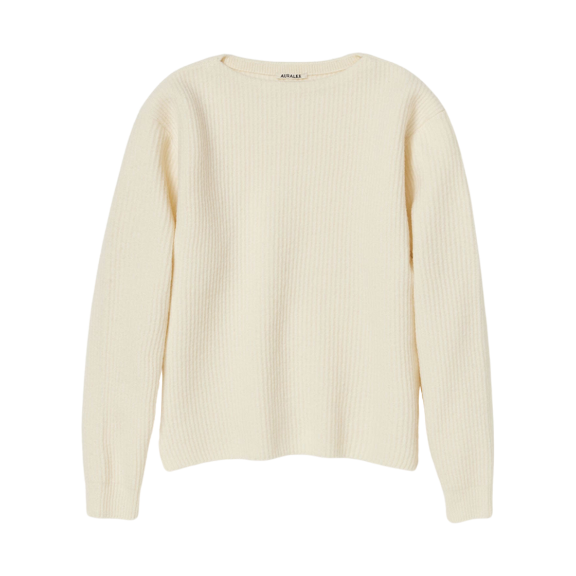 오라리 밀드 프렌치 메리노 리브 니트 보트 넥 P/O 아이보리 화이트(Auralee Milled French Merino Rib Knit Boat Neck P/O Ivory White) - 1