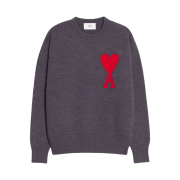 AMI de Coeur Oversize Intarsia Sweater Grey Red