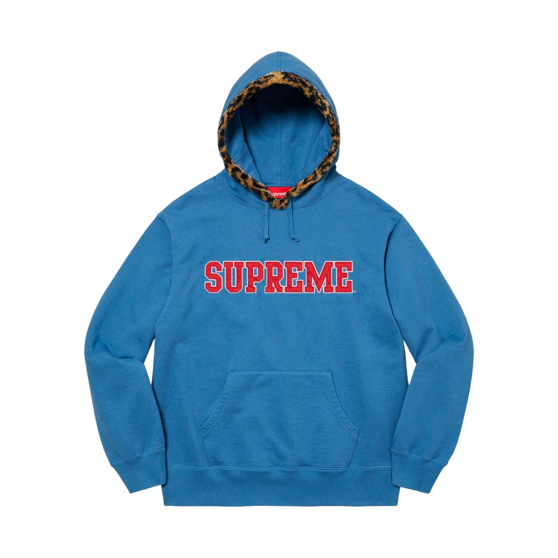 슈프림 레오파드 트림 후드 스웨트셔츠 페일 로얄 - 21FW