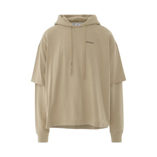Off-White Double Caravaggio Arrow Hooded L/S T-Shirt Dark Sand