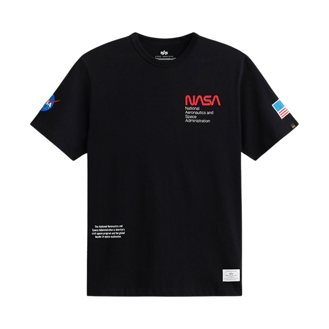 AICOI0000039BLK ALPHA INDUSTRIES Nasa Worm Logo Gen Ii Tee Black
