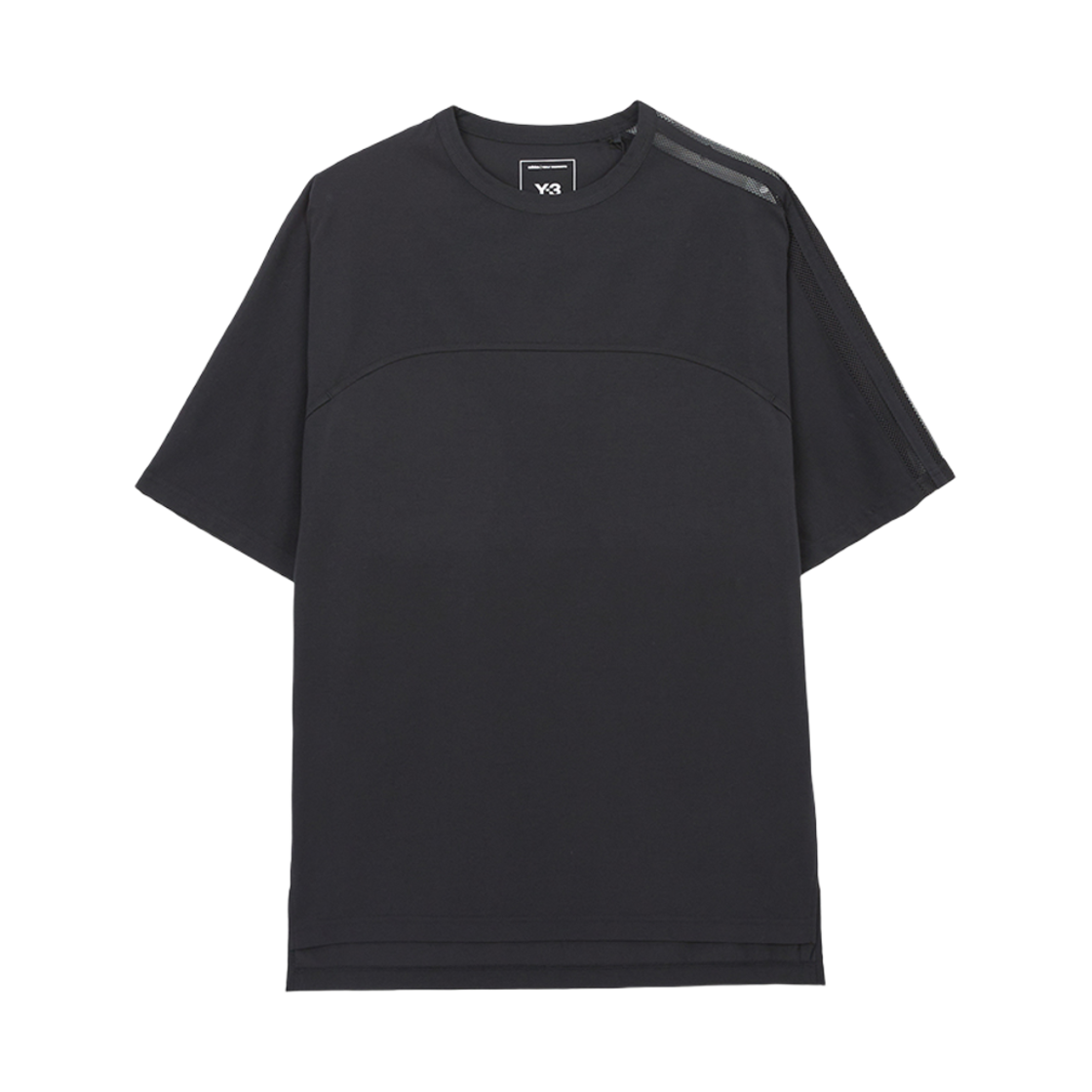 JL8312 Y-3 Mesh 3-Stripes Short Sleeve T-Shirt Black - 대표 이미지 #1