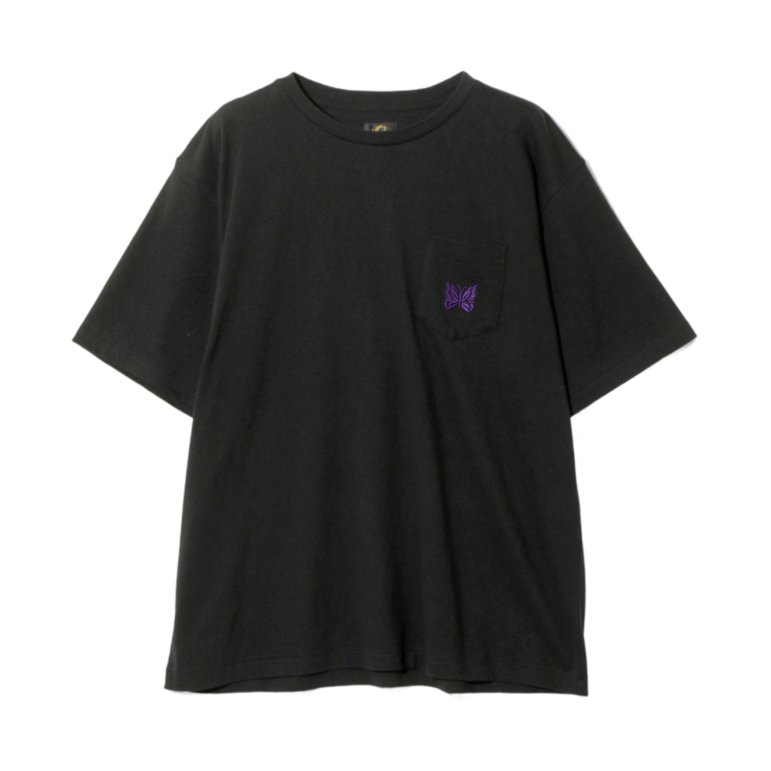 QV357G Needles S/S Papillon EMB. Pocket T-Shirt Cotton Jersey Black