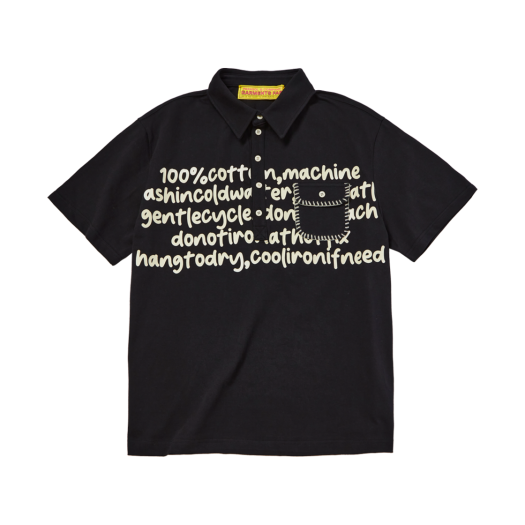 25SUGFST03BK Garments Fab Blanket Stitch Polo Tee Black