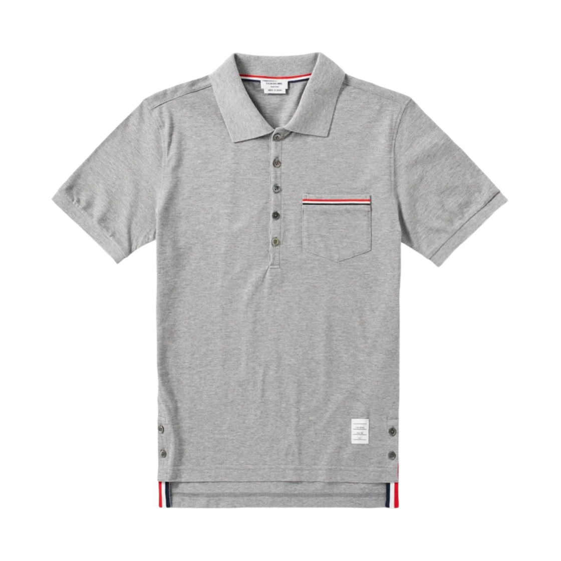 톰브라운 RWB 포켓 트림 피케 폴로 셔츠 라이트 그레이(Thom Browne RWB Pocket Trim Pique Polo Shirt Light Grey)