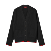 Gucci Wool Cashmere Rib Knit Cardigan Black