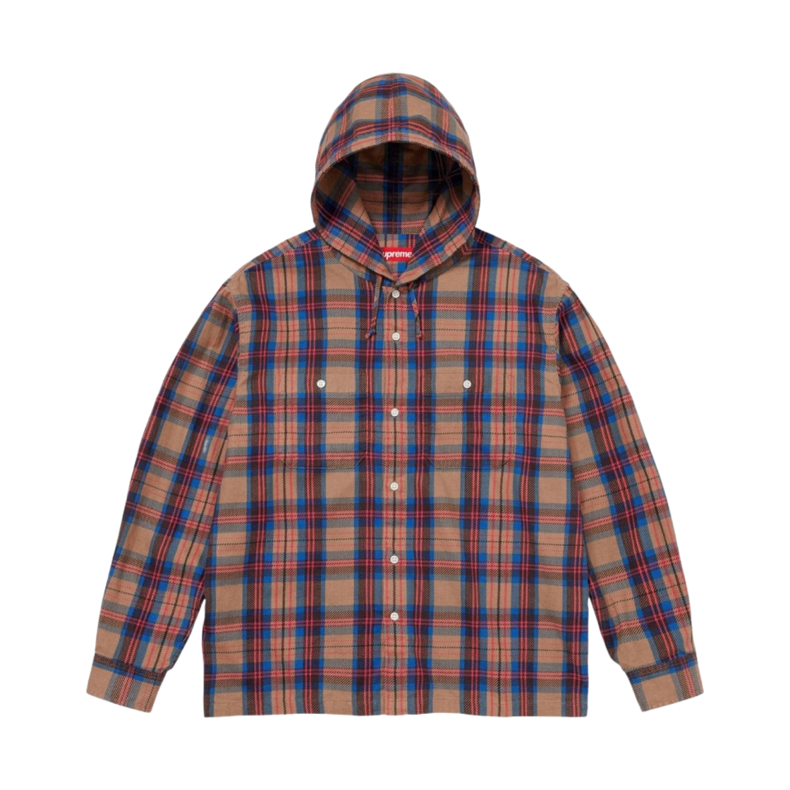 슈프림 프린티드 후드 플란넬 셔츠 탄 - 24SS