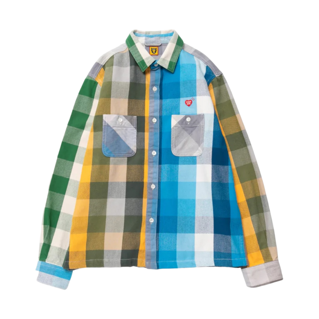 휴먼 메이드 크레이지 체크 플란넬 셔츠 블루(Human Made Crazy Checked Flannel Shirt Blue) - 1