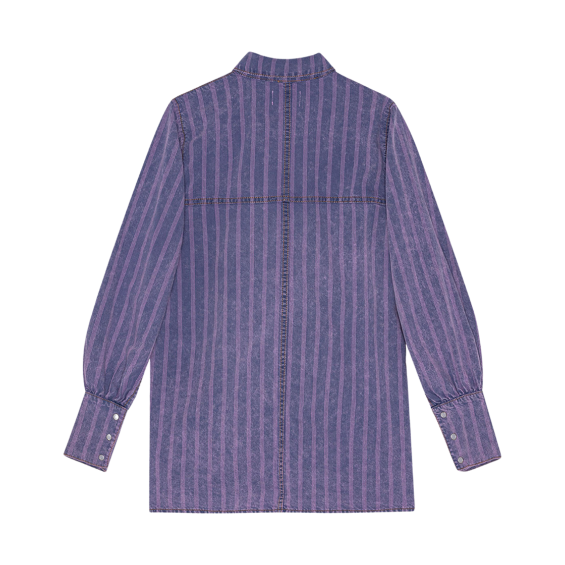 (W) 가니 스트라이프 데님 셔츠 미드 블루 스톤((W) Ganni Striped Denim Shirt Mid Blue Stone) - 2