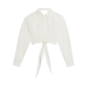 (W) AMI Cropped Wraparound Shirt Natural White