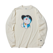 New Era x Doraemon Cotton Long Sleeve Regular Fit T-Shirt Doraemon Cap Off White
