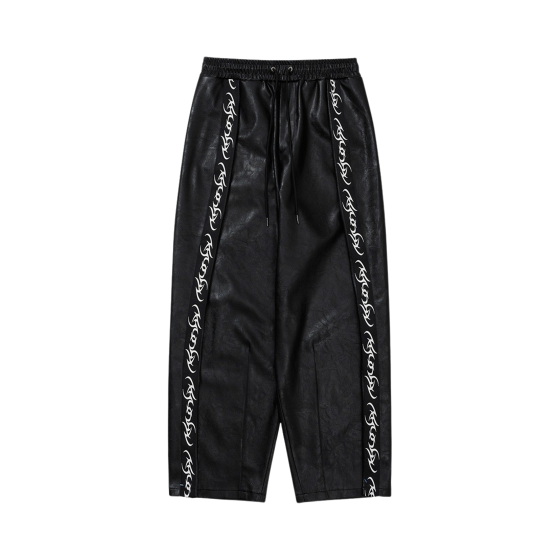 AJ244PT009BK Ajobyajo Vegan Leather One Tuck Track Pants Black