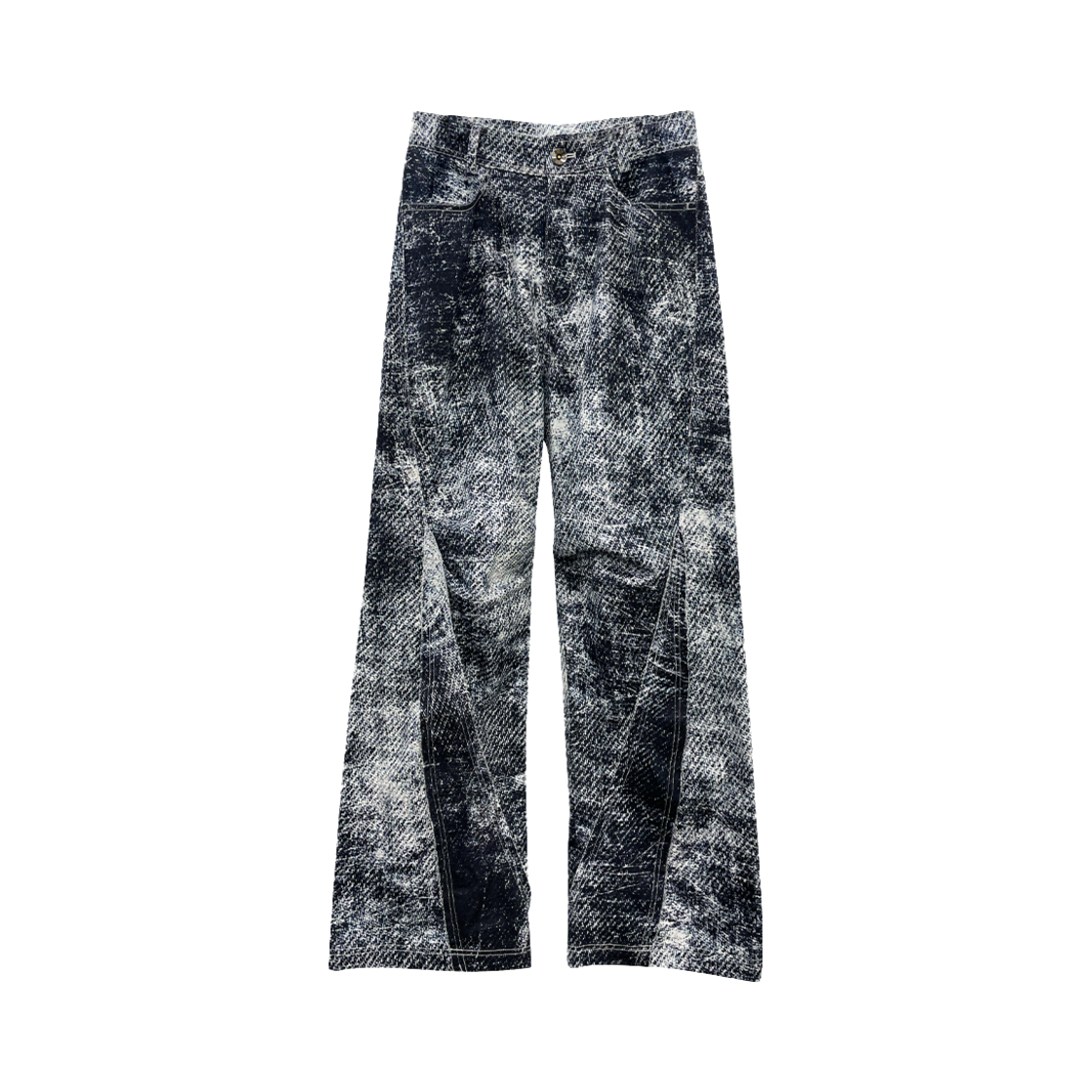 BLR24SSPT10 BLR Curved Printed Denim Pants Navy
