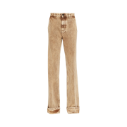 (W) Miu Miu Marbleized Denim Jeans Cognac