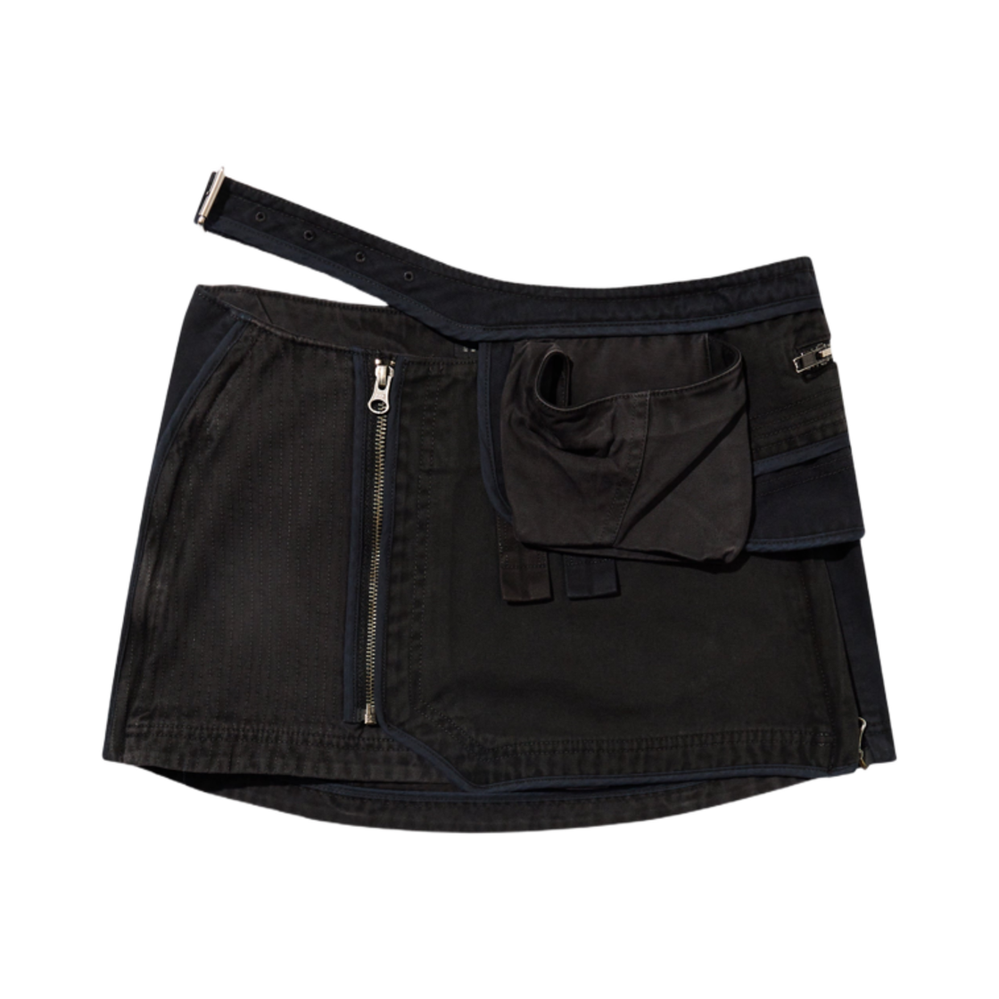 (W) 혜인 서 패치워크 미니 스커트 w/ 웨이스트 백 스톤((W) Hyein Seo Patchwork Mini Skirt w/ Waist Bag Stone)