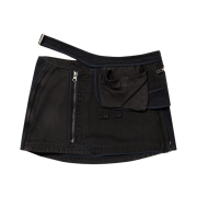 (W) Hyein Seo Patchwork Mini Skirt w/ Waist Bag Stone