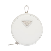 Prada Brushed Leather Round Mini-Pouch White