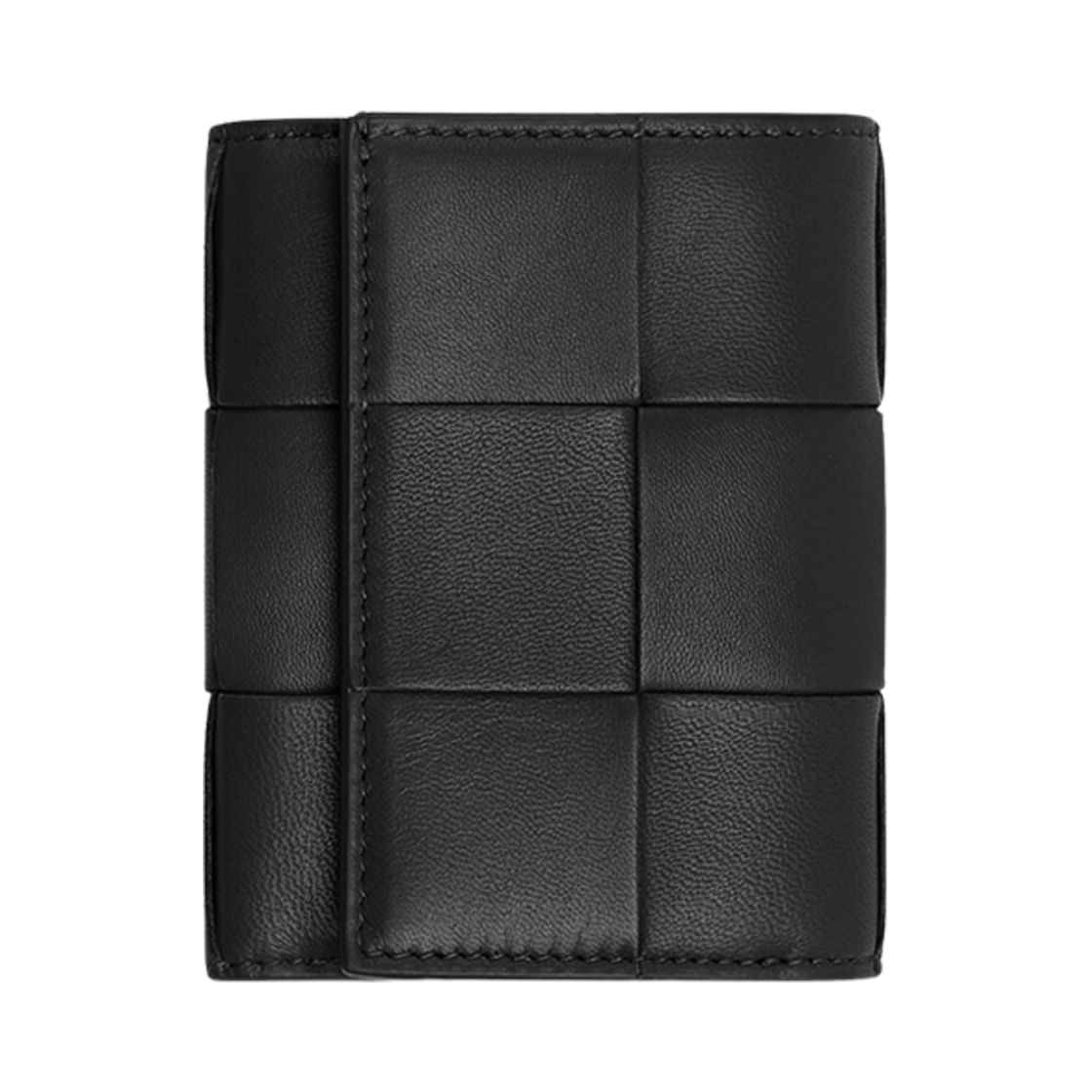 814686VCQC18425 Bottega Veneta Intrecciato Cassette Tri-Fold Zip Wallet Black