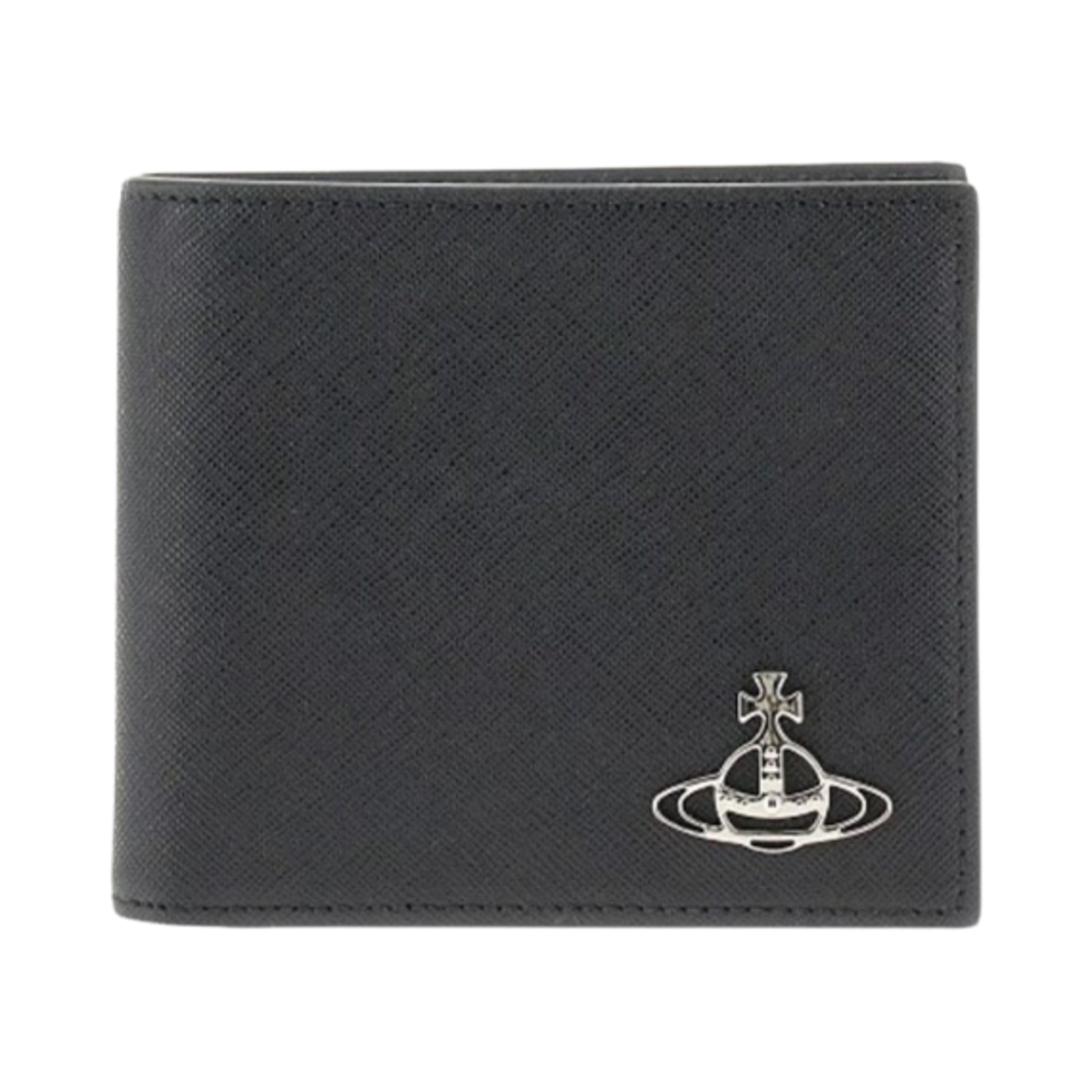 5115002PM-L001N-N401 Vivienne Westwood Saffiano Logo Leather Bi-Fold Wallet Black