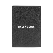 Balenciaga Grained Calfskin Cash Vertical Bi-Fold Wallet Black