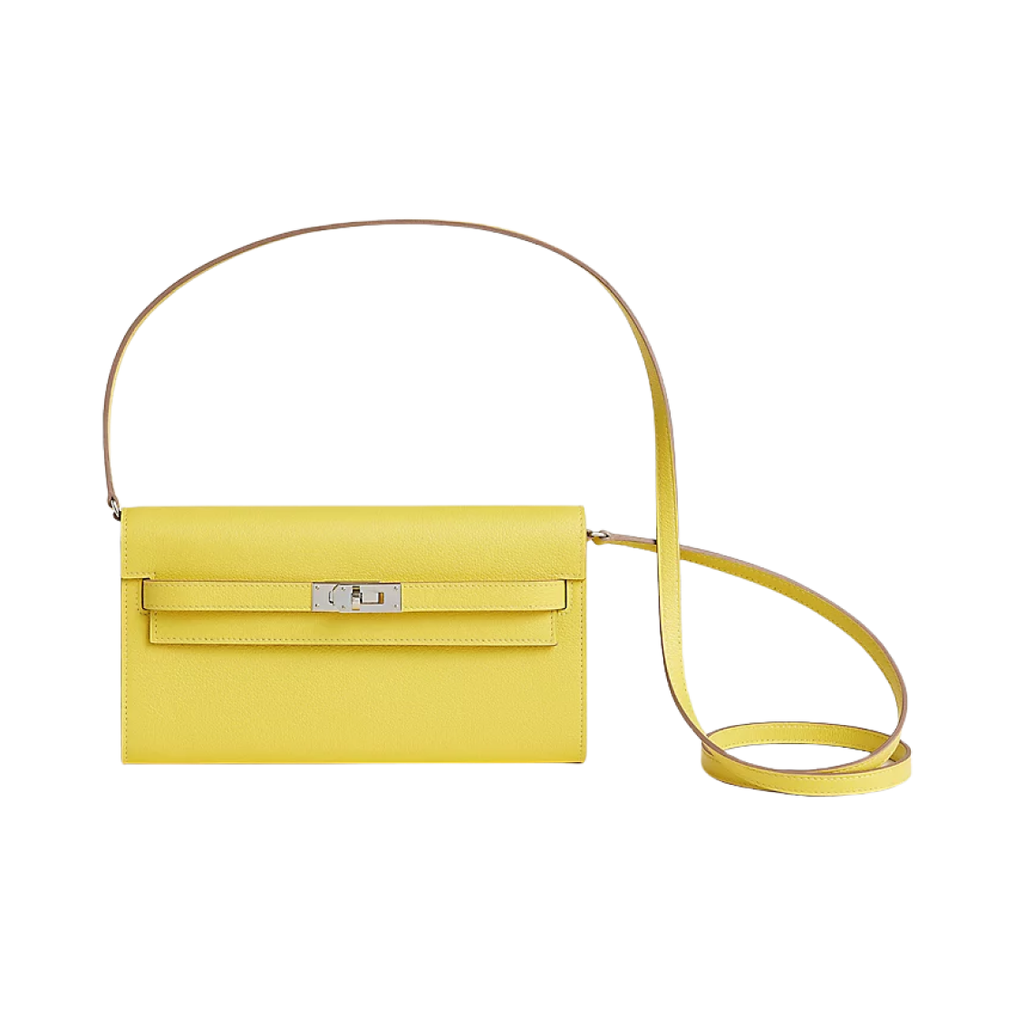 H084169CK9R Hermes Kelly Classic To Go Wallet Evercolor & Palladium Lime - 대표 이미지 #1