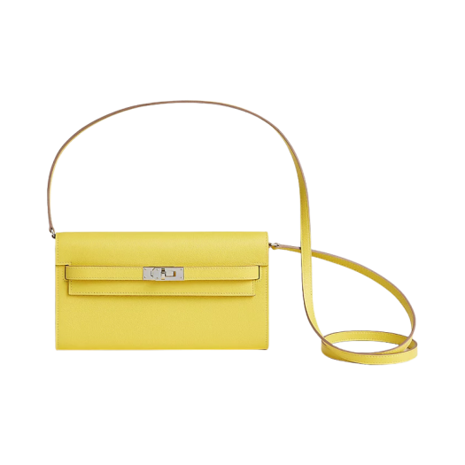 Hermes Kelly Classic To Go Wallet Evercolor & Palladium Lime