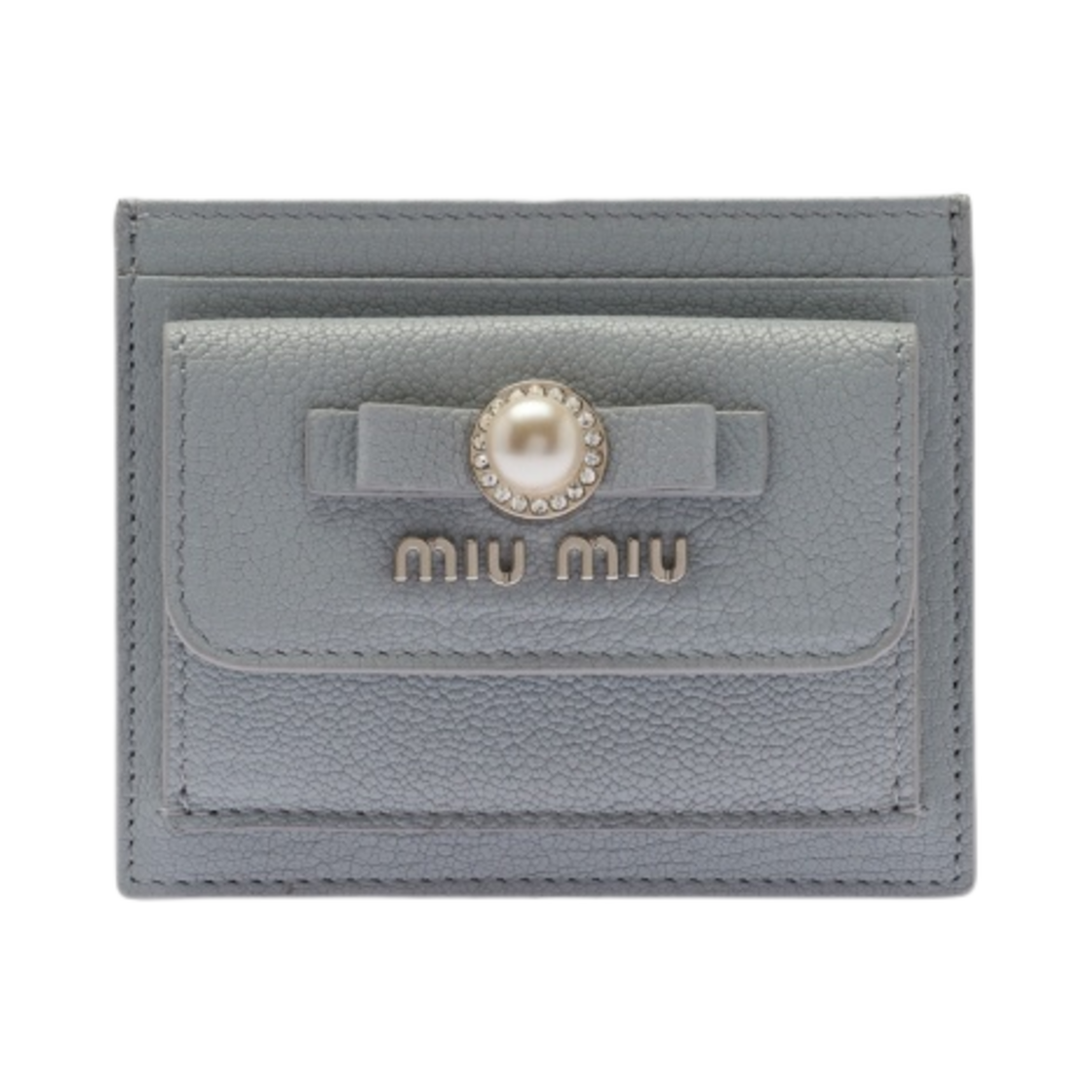 미우 미우 마드라스 가죽 카드 홀더 콘플라워(Miu Miu Madras Leather Card Holder Cornflower) - 1