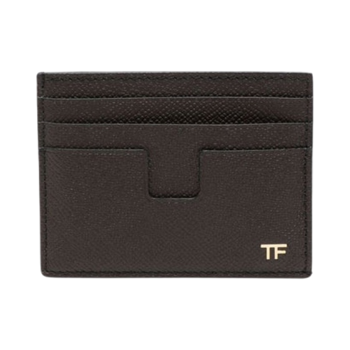 YM233-LCL081G-1B051 Tom Ford Small Grain Leather Card Holder Chocolate
