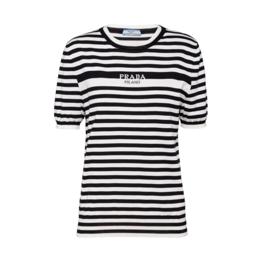 (W) Prada Cotton T-Shirt White Blue