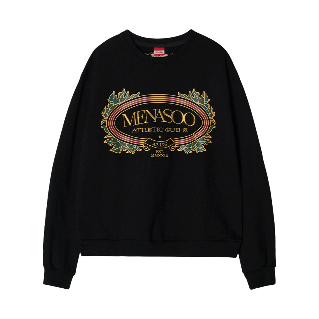 미나수 헤리티지 코튼 맨투맨 스웨트셔츠 블랙