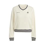 (W) Adidas x Sporty & Rich V-Neck Crew Sweatshirt Cream White - KR Sizing
