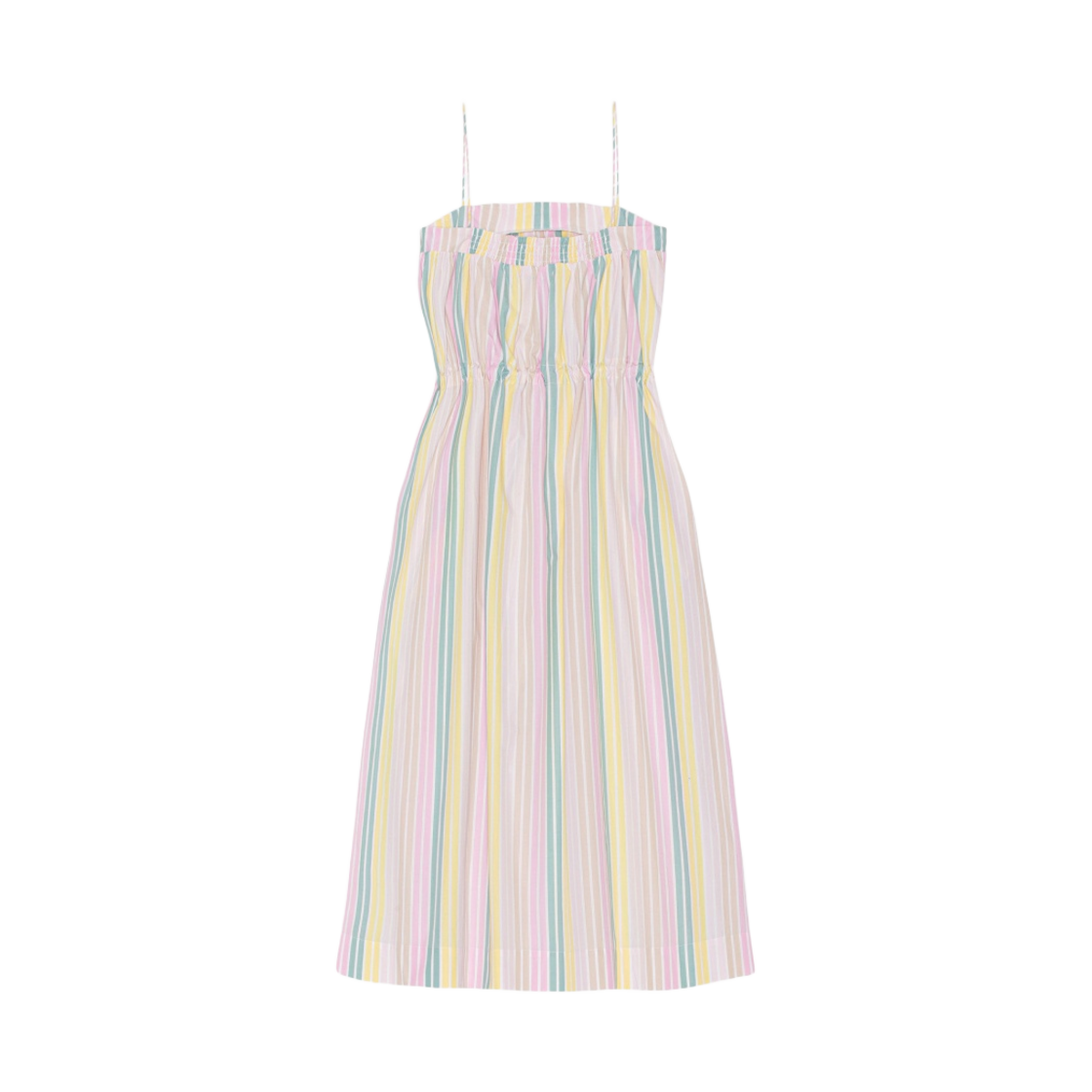(W) 가니 스트라이프 코튼 맥시 스트랩 드레스 멀티컬러((W) Ganni Stripe Cotton Maxi Strap Dress Multicolour) - 2