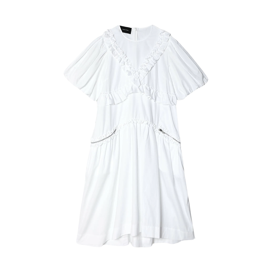 (W) 시몬 로샤 퍼프 슬리브 러플 드레스 화이트((W) Simone Rocha Puff Sleeve Ruffle Dress White)