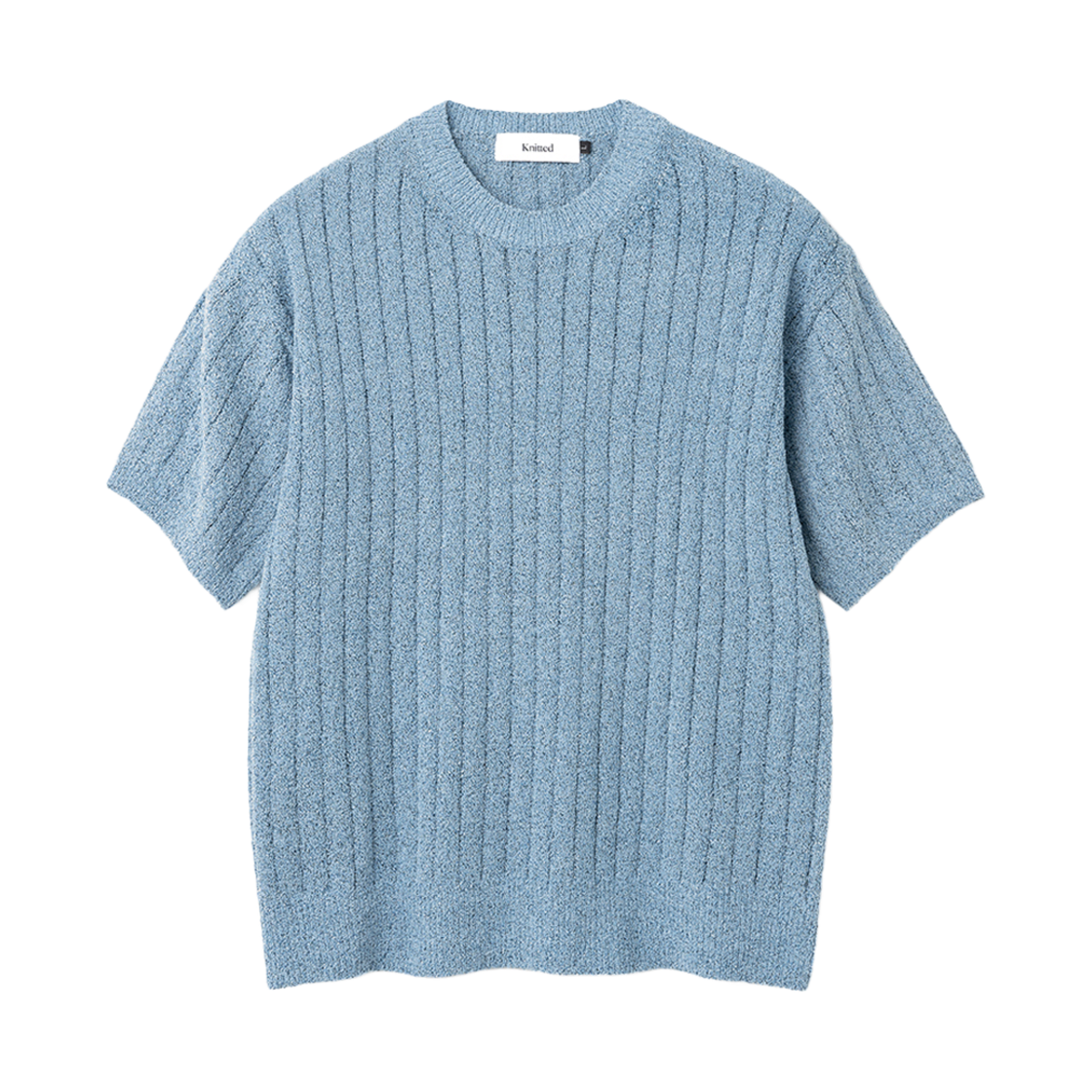 니티드 썸머 부클레 라운드 니트 블루