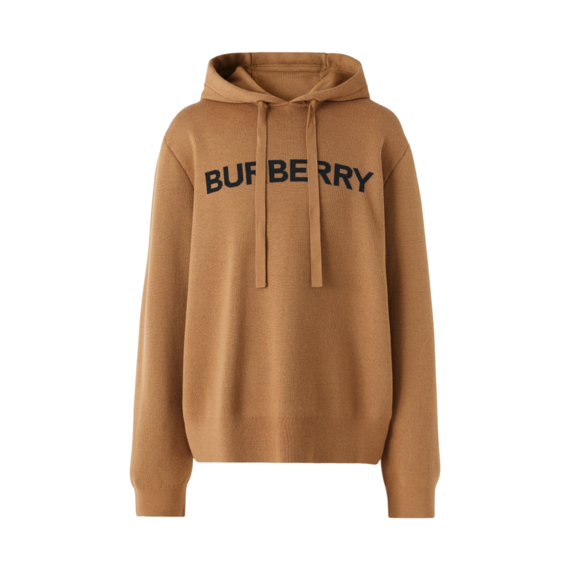 버버리 로고 인타르시아 울 코튼 오버사이즈 후드 카멜(Burberry Logo Intarsia Wool Cotton Oversized Hoodie Camel) - 1