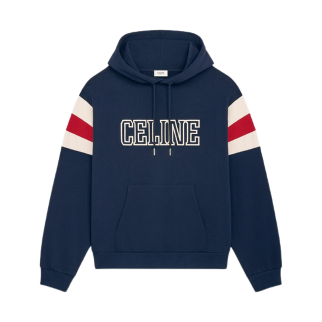 RY08X510Z-FZQ7 Celine Loose Celine Hoodie in Cotton Fleece Navy Carmin